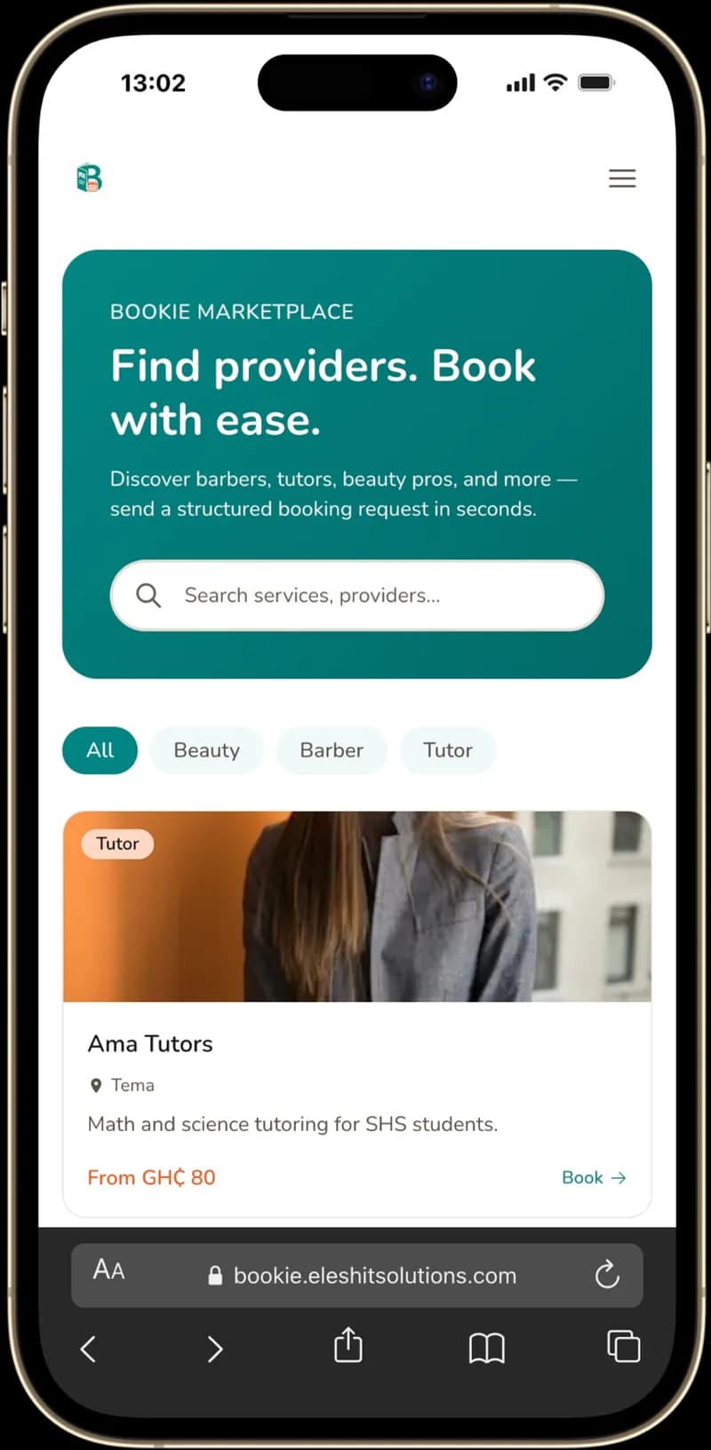 Bookie marketplace search and provider listings